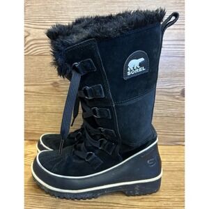 Sorel‎ Joan of Arctic Women's Snow Winter Boots Black Fur Trim Size 6
